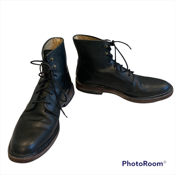 Frye Lace Up Mens Black Leather Casual Dress Boots